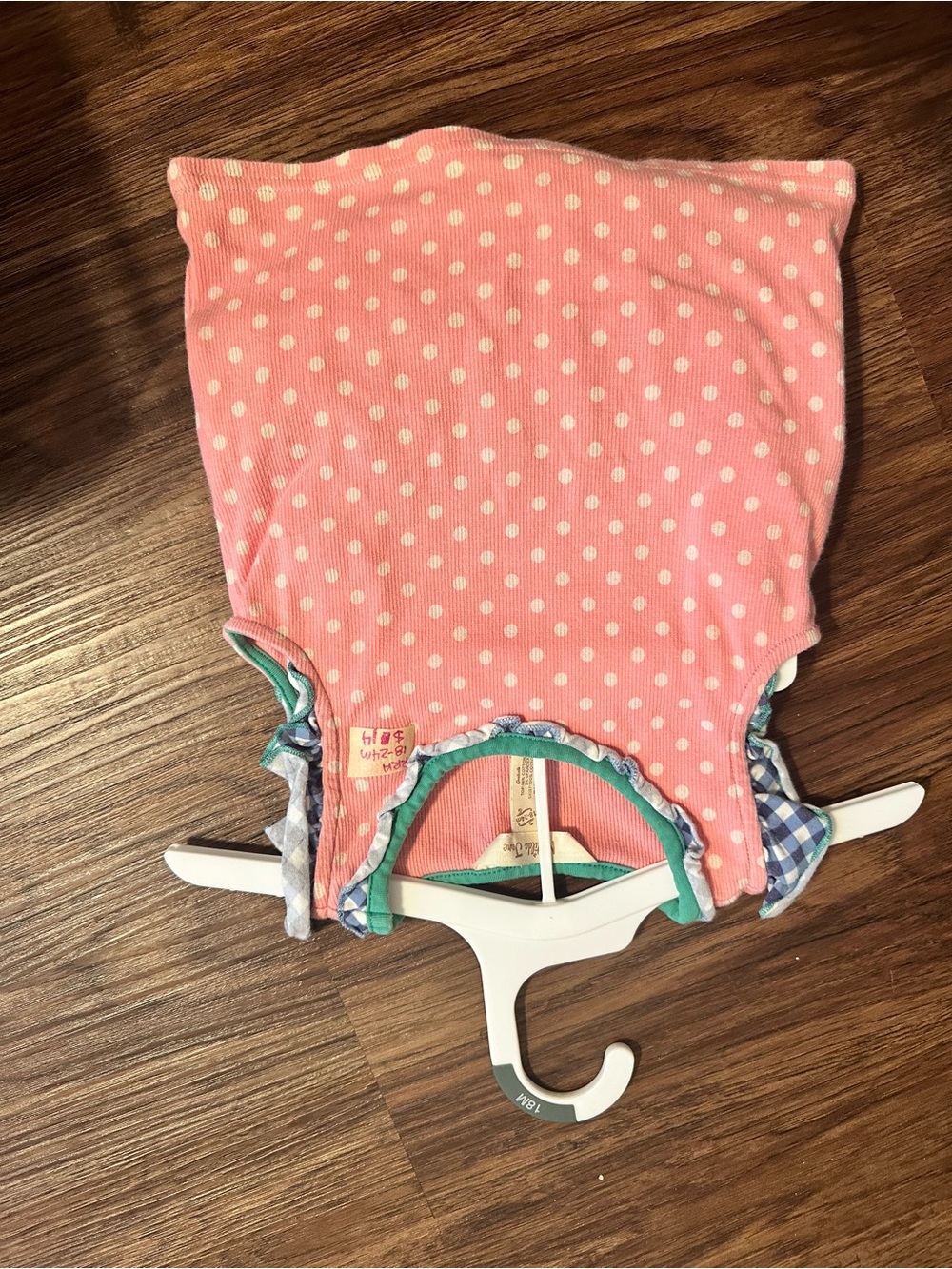 Matilda Jane Pink Polka Dot Sleeveless Top with Blue Trim